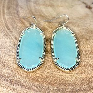 Kendra Scott Elle Gold Earrings Teal Aqua Glass